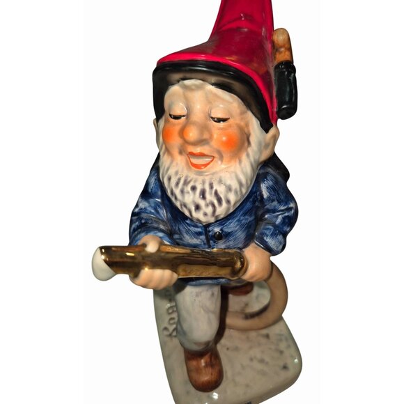 Vintage Ceramic Fireman Goebel Gnome Figurine Red Hat Holding Hose - Picture 3 of 11